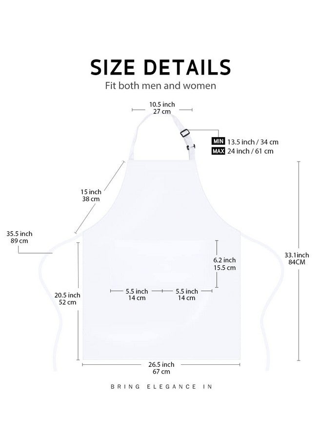 Syntus Syntus 12 Pack Bib Apron, Unisex Aprons Adjustable Waterdrop Resistant with 2 Pockets Cooking Kitchen Apron for Chef, BBQ Drawing Apron Bulk, White  - Image 2