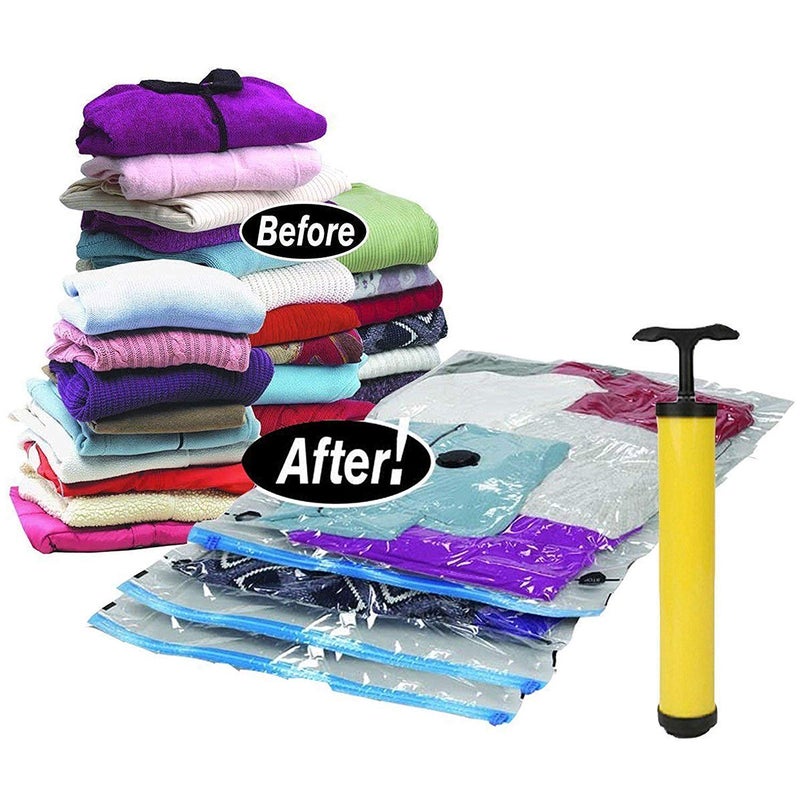 Gokich Gokich Reusable Ziplock Vacuum Storage Space Saver Bags with Travel Hand Pump for Clothes Pack of 5 2 Small 40 cm x 50 cm 2 Medium 50 cm x 70 cm 1 Large 60 cm x 80 cm  - Image 4