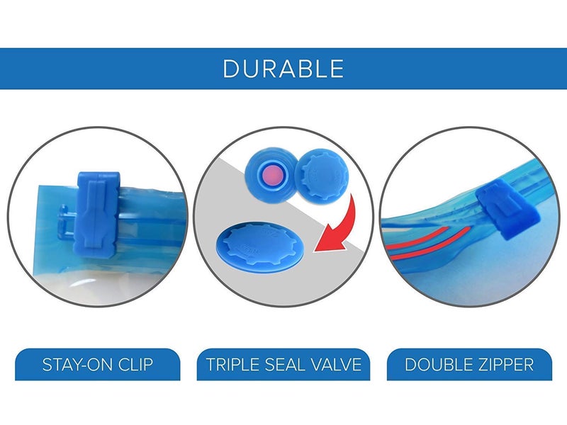 Gokich Gokich Reusable Ziplock Vacuum Storage Space Saver Bags with Travel Hand Pump for Clothes Pack of 5 2 Small 40 cm x 50 cm 2 Medium 50 cm x 70 cm 1 Large 60 cm x 80 cm  - Image 5