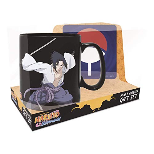 ABYSTYLE Naruto Shippuden Naruto and Sasuke Heat Change Mug and Coaster Gift Set Anime Manga Drinkware Merch - Image 1