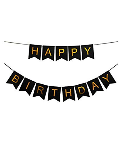 HK balloons® 51 pcs Set Black Happy Birthday Banner with 50 pcs Metallic Latex Balloons for Birthday Decorations - Image 3