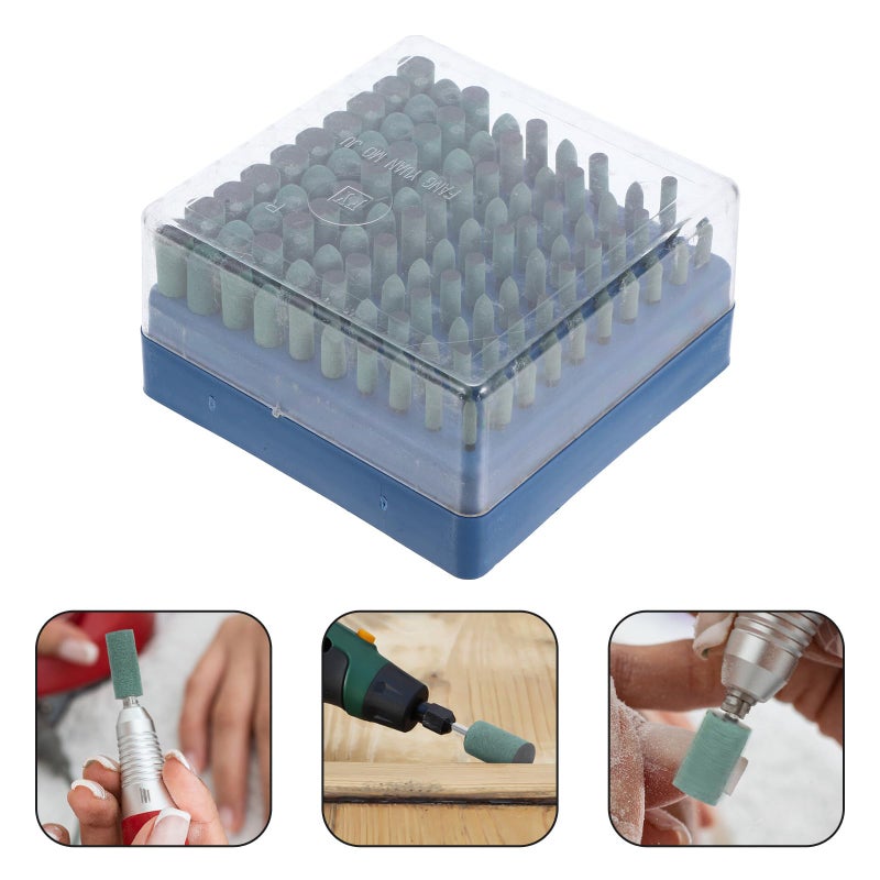 Green Rubber Grinding Bits Set 100pcs Mounted Abrasive Stone Points for Metal Industrial Precision Finishing - Image 4