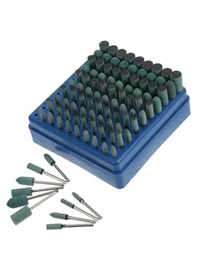 Green Rubber Grinding Bits Set 100pcs Mounted Abrasive Stone Points for Metal Industrial Precision Finishing - Image 1