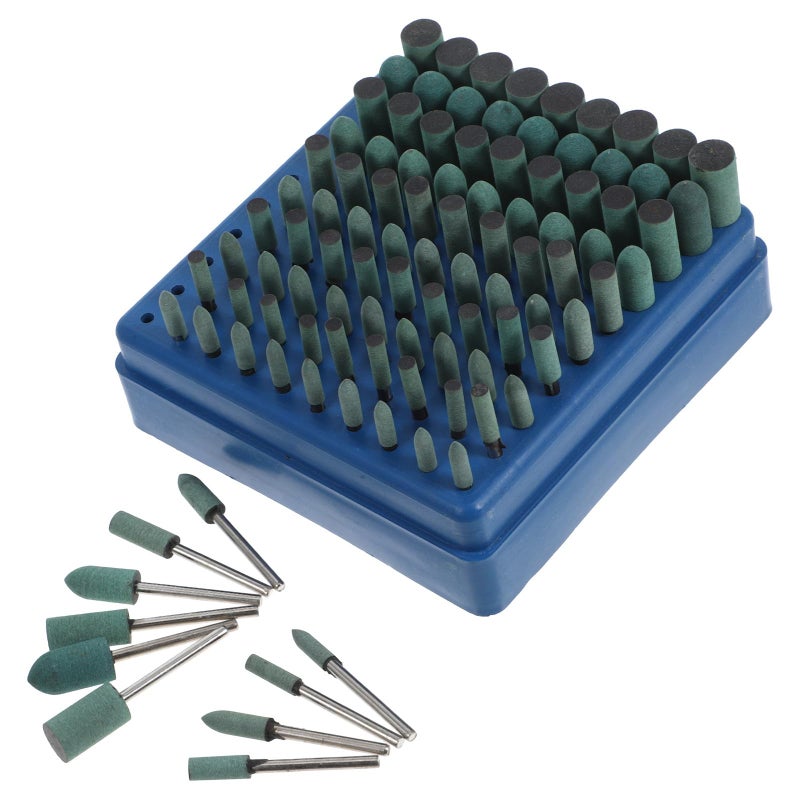 Green Rubber Grinding Bits Set 100pcs Mounted Abrasive Stone Points for Metal Industrial Precision Finishing - Image 2