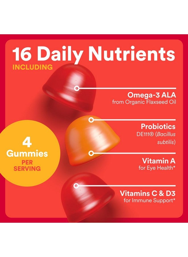 SmartyPants SmartyPants Organic Kids Multivitamin Gummies: Probiotics, Omega 3 (ALA), Vitamin D3, C, Vitamin B12, B6, A, K & Zinc for Immune Support, Biotin, Three Fruit Flavors, 120 Count (30 Day Supply) - Image 4