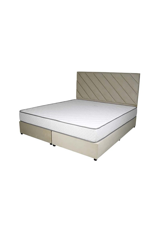 Bed and Mattress Zone Eleganza Upholstered Bed 200x120 Twin Size Beige Color  - Image 2
