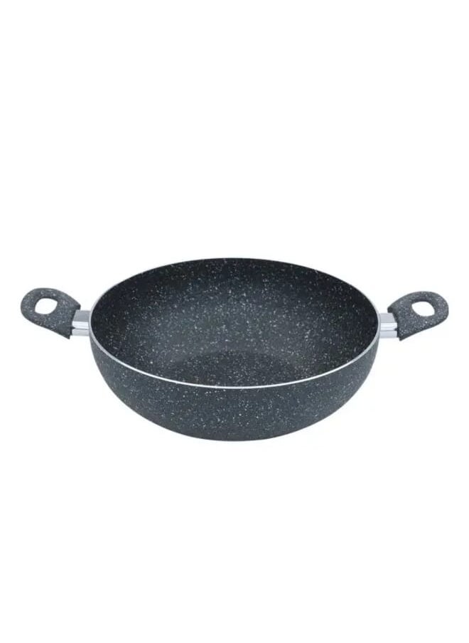 RUOQI - Rocky dark gray granite deep frying pan 30 cm - Image 1