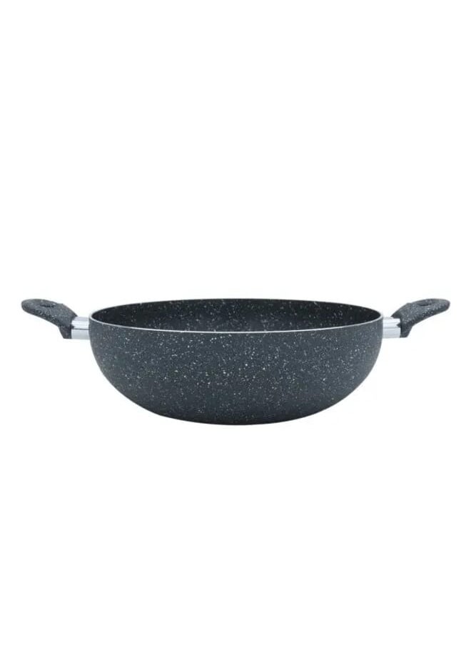 RUOQI - Rocky dark gray granite deep frying pan 30 cm - Image 1