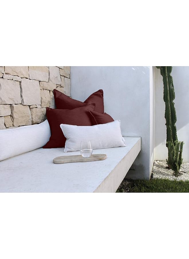 erorex Linen Square Decorative Cushion Microfiber Filler 30X30 Maroon Red - Image 4