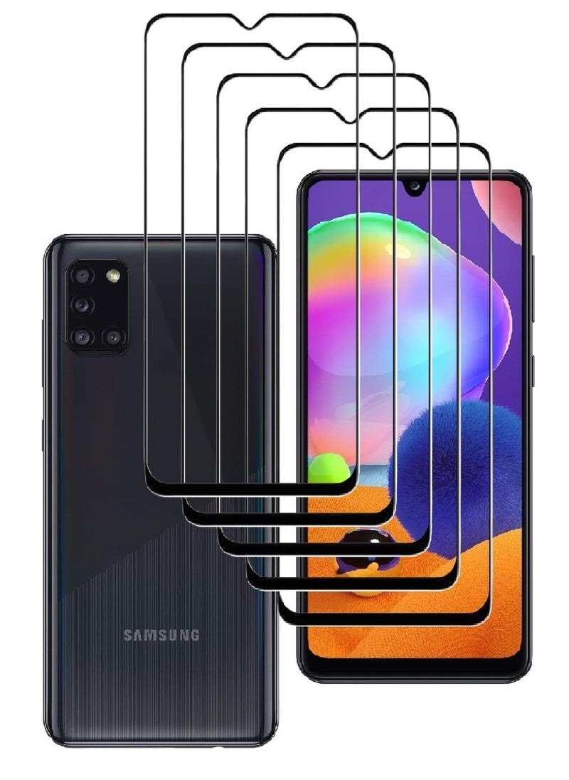 AINA 5 Pieces Tempered Glass Screen Protector 5D Designed For Samsung Galaxy A31 Full Glue Edge to Edge Full Screen Coverage And Bubble Free - Image 1