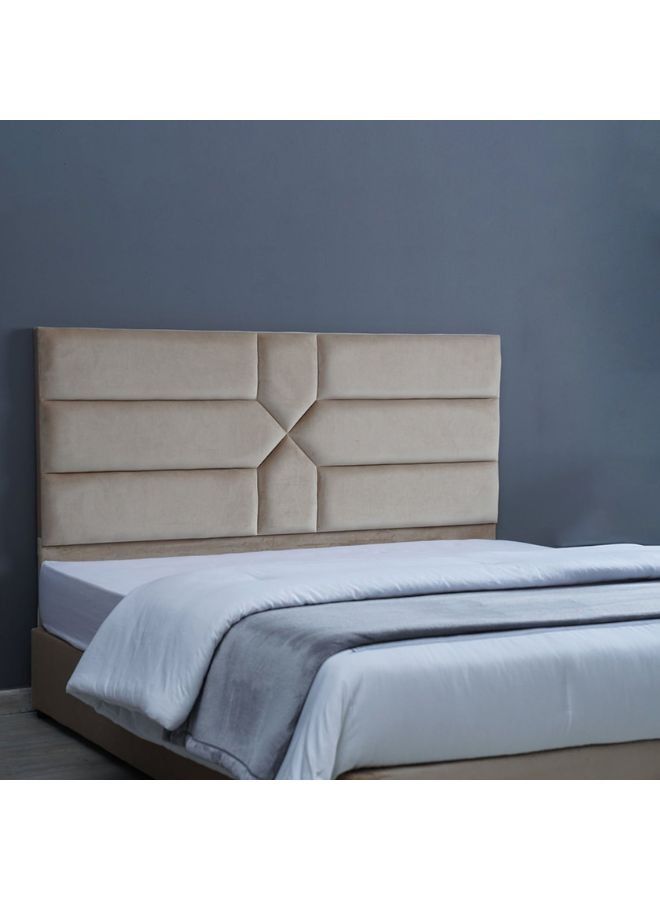 Karnak Estella Premium Upholstered Velvet Bed Frame Bedroom Furniture Strong And Sturdy Modern Design Wooden Bed | Quiet & Comfortable Bed (Super King - 200x200cm, Beige) - Image 2