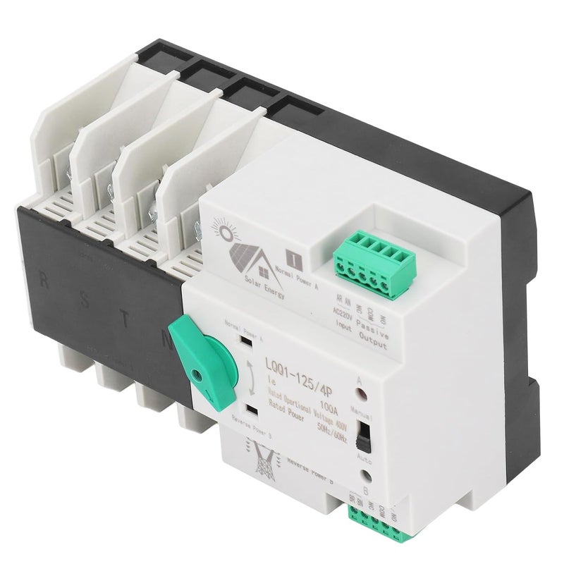 Dual Power Automatic Transfer Switch, 4P Fast Switching AC 400V 100A Electrical Selector Switch with PV Type Generator Changeover for Home Factory Use - Image 3