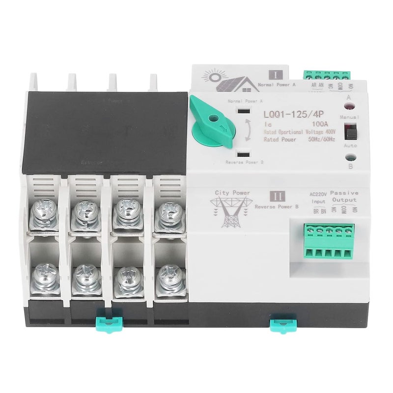 Dual Power Automatic Transfer Switch, 4P Fast Switching AC 400V 100A Electrical Selector Switch with PV Type Generator Changeover for Home Factory Use - Image 2