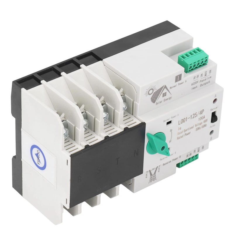 Dual Power Automatic Transfer Switch, 4P Fast Switching AC 400V 100A Electrical Selector Switch with PV Type Generator Changeover for Home Factory Use - Image 5
