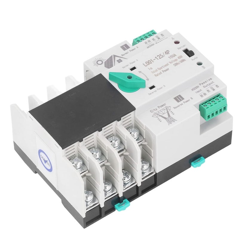 Dual Power Automatic Transfer Switch, 4P Fast Switching AC 400V 100A Electrical Selector Switch with PV Type Generator Changeover for Home Factory Use - Image 4