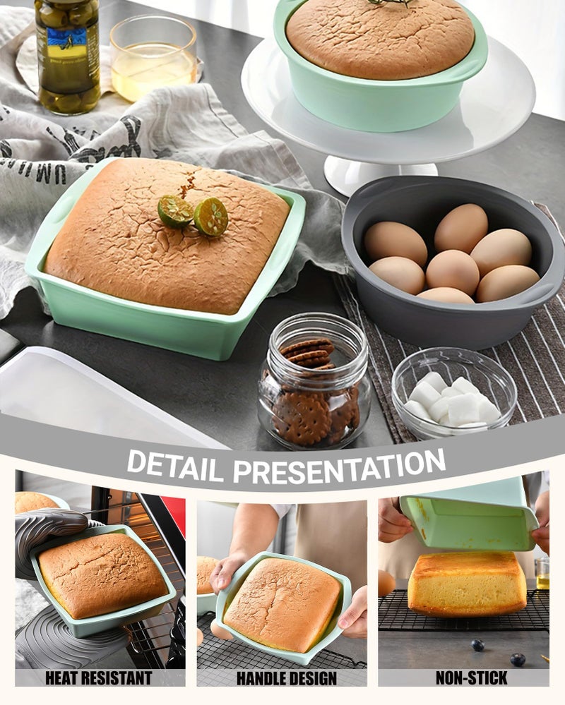 LGQUK 6 inch Square Cake Pans, Non-stick Silicone Baking Pan, Cake Molds for Brownies, Bread, Lasagna and Cake, 4 Pack for Oven, Microwave, Freezer and Dishwasher (Square-4 Colors) - Image 3