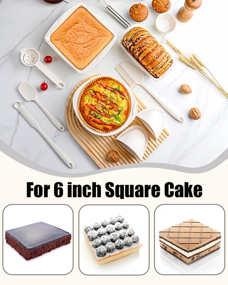 LGQUK 6 inch Square Cake Pans, Non-stick Silicone Baking Pan, Cake Molds for Brownies, Bread, Lasagna and Cake, 4 Pack for Oven, Microwave, Freezer and Dishwasher (Square-4 Colors) - Image 4