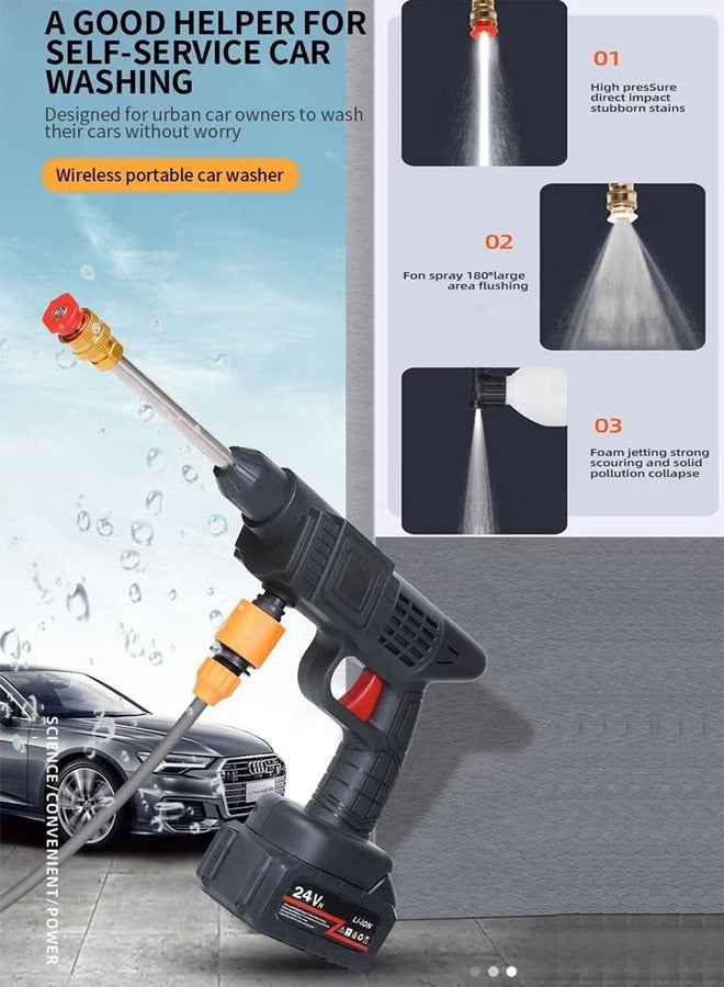 هومستر مسدس ماء عالي الضغط محمول لاسلكي 8 في 1 فوهة كهربائية عالية الطاقة قابلة لإعادة الشحن بطارية تنظيف كهربائي يدوي لتنظيف السيارة و الأرضيات سقي الزهور - Image 4