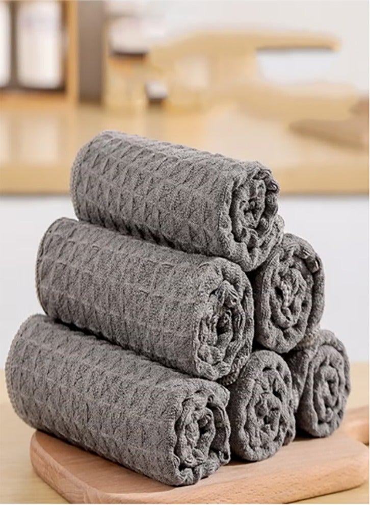 Bukela 100% Cotton Waffle Weave Kitchen Dish Cloths, Super Absorbent Soft Quick Dry Dish Towels, 12x12 Inches, 6-Pack, Gray - Image 1