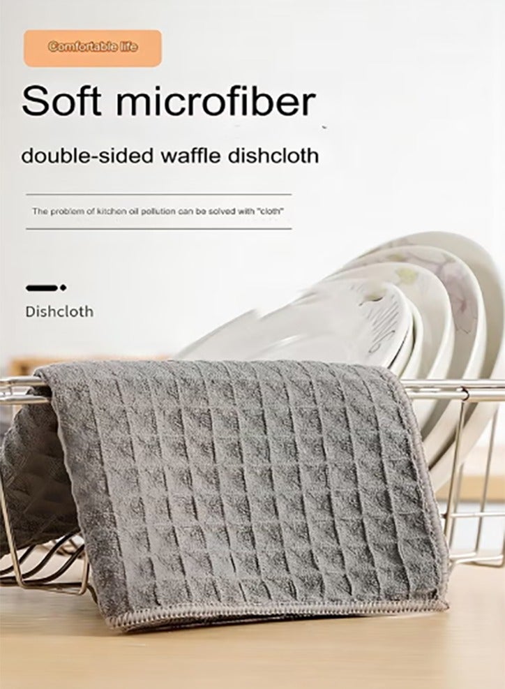 Bukela 100% Cotton Waffle Weave Kitchen Dish Cloths, Super Absorbent Soft Quick Dry Dish Towels, 12x12 Inches, 6-Pack, Gray - Image 5