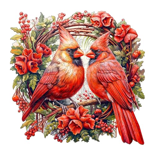 Jigfoxy Wooden Puzzles for Adults Cardinal Wood Puzzle for Adults Unique AnimalShaped Wooden Jigsaw Puzzle Christmas Thanksgiving Gifts for Family and Friends S84 83in100 pcs - Image 1