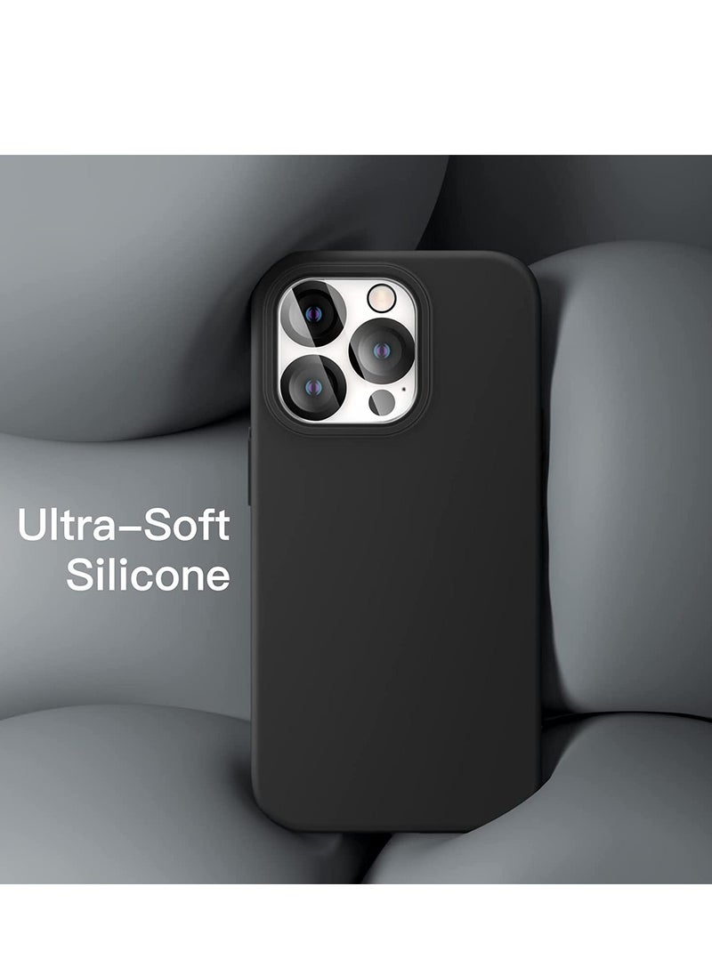 ELTRAZONE 3 in 1 Silicone Case for iPhone 14 Pro Max 6.7-inch, with 2-Pack Screen Protector and 2-Pack Camera Lens Protector, Full Coverage Tempered Glass Film, Shockproof Phone Cover (Black)  - Image 4