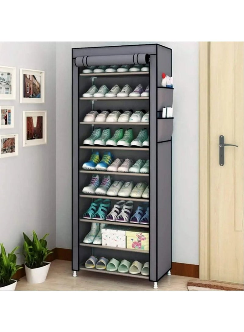 RollsTimi  10-Tiers Shoe Cabinet Rack Grey 60*30*160cm - Image 1