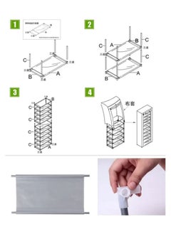 RollsTimi  10-Tiers Shoe Cabinet Rack Grey 60*30*160cm  - Image 5