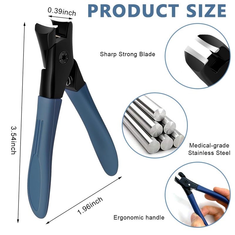 M'AYCREATE MAYCREATE® Thick Nail Clipper, Toenail Clipper with Long Handle Stainless Steel Nail Cutter for Tough Nails Thick Nails, Anti-splash Nail Clipper for Adults, Seniors, Manicure Nail Clipper - Image 2