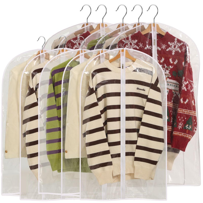 Perber All Clear Garment Bags for Hanging Clothes, 40" Suit Bags for Closet Storage, Plastic Dustproof Suit Cover Bags, Clothes Protectors Bag with zipper for Coats, Jackets, Shirtsï¼ˆ10 Packsï¼‰ - Image 1