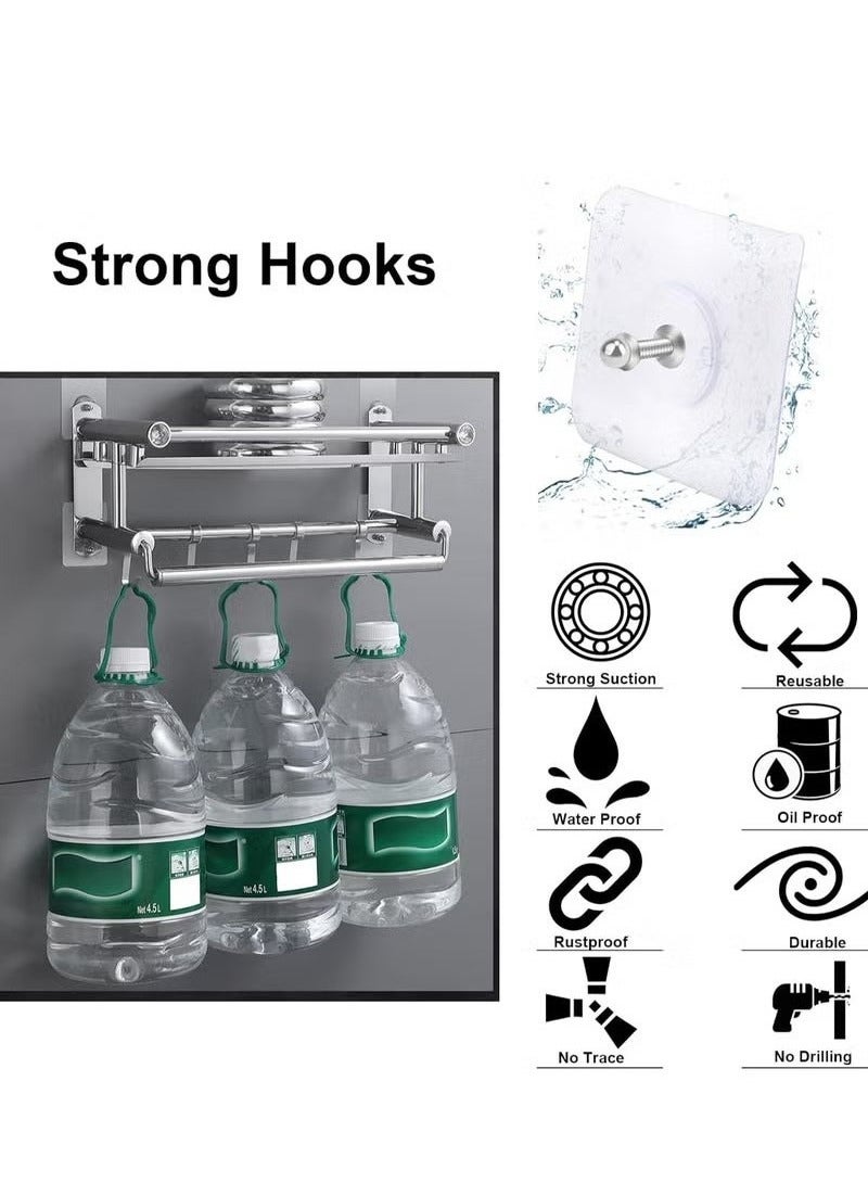 ELFSA 20 PCS Adhesive Hooks Heavy Duty, Wall Hooks for Hanging,Wall Hangers without Nails,2 in 1 Screw Free Sticker for Wall Mount Shelf,Waterproof Rustproof (16mm) - Image 2