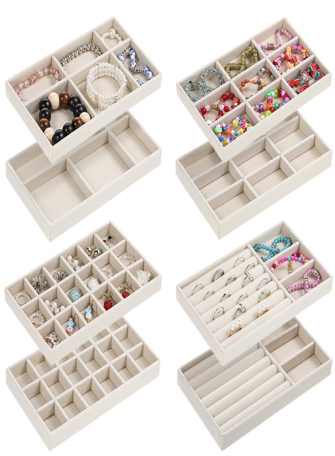 Prasacco Set of 8 Jewelry Organizer for Drawer, Stackable Jewelry Organizer Trays with Removable Dividers Jewelry Drawer Organizer Inserts for Earrings Necklaces Bracelets Rings Watches - Image 1