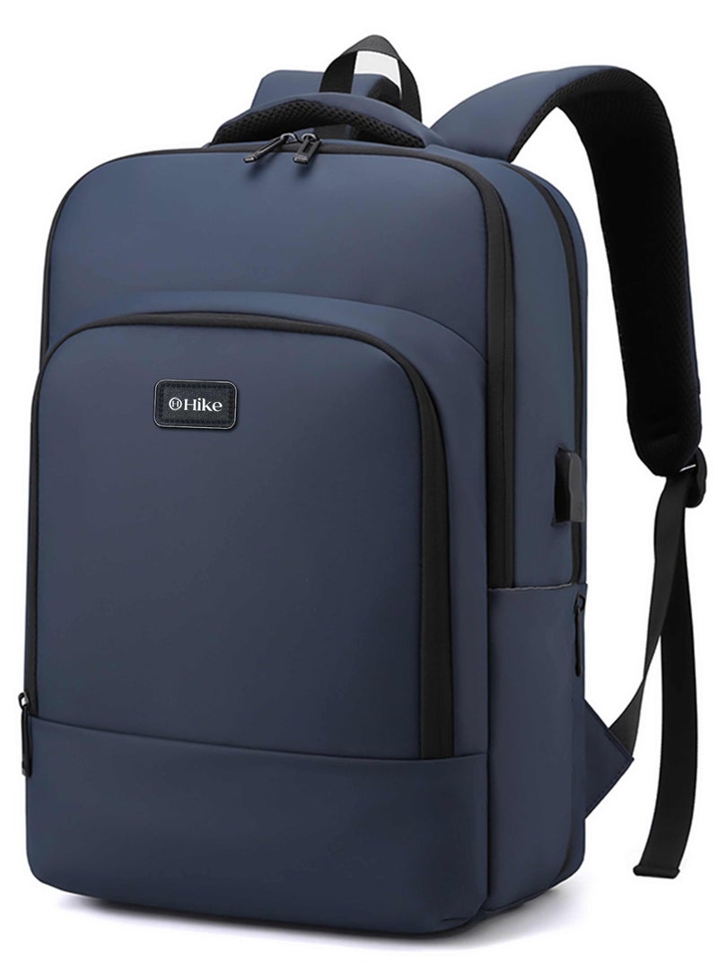 Hike Unisex Polyester Backpack 17.5-inch Water Resistant Computer Bag with Built in USB Port for Men and Women, HK2105-BLUE - Image 1