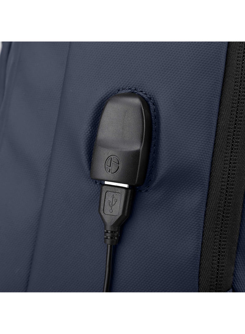 Hike Unisex Polyester Backpack 17.5-inch Water Resistant Computer Bag with Built in USB Port for Men and Women, HK2105-BLUE - Image 5