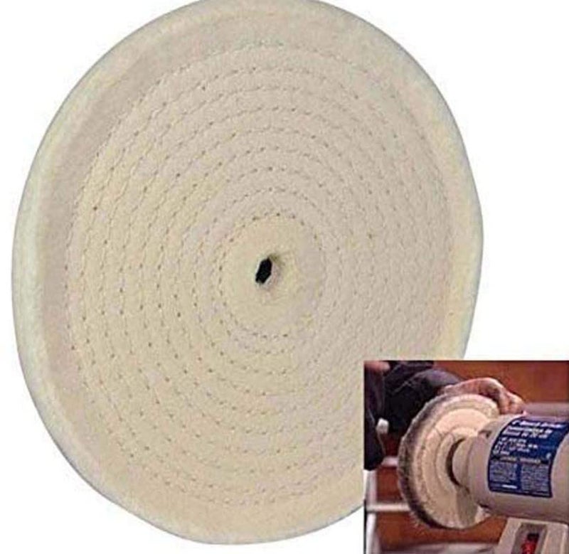 DIY Crafts Pack of 2 Pcs 6 inch Pad Off White Spiral Stitched Cotton Buffing Polish Wheel Bench Grinder Polishing Wheel Layers Cotton Spiral Stitched Cotton Pack of 2 Pcs 6 inch Pad Off White - Image 5