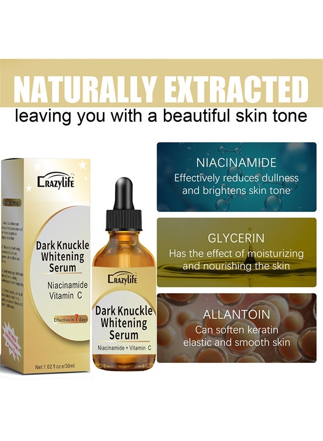 Crazylife Dark Knuckle Whitening Serum, Joint Darkening Serum, Lighten And Repair Melanin, Skin Care Removal Body Bleaching For Knuckle Elbows 30ml - Image 2