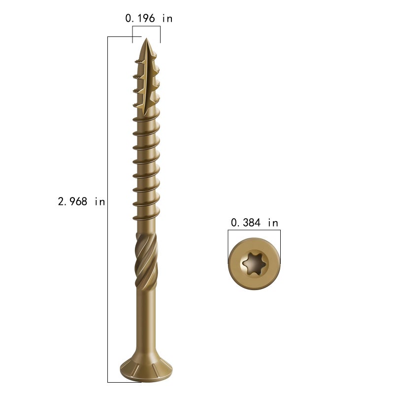 Wensilon #10 * 3" Deck Screws, (68pcs) 1 lbs.Exterior Wood Screws, Rust Resistant Epoxy Coated, Bronze, T20 Star Bit - Image 2