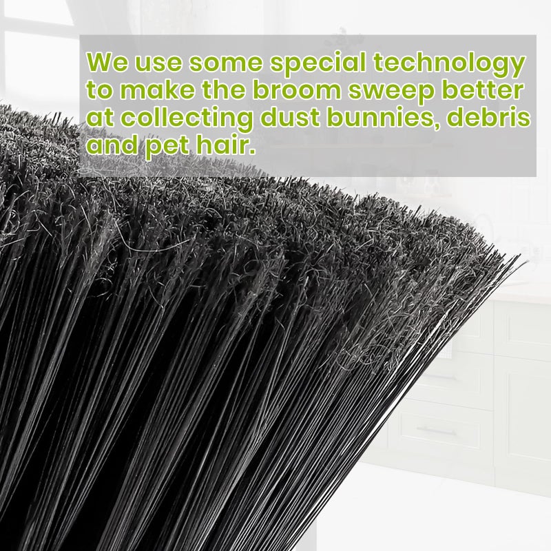 TrueYee Green Indoor Broom 54"" Long Handle House Broom For Floor Cleaning Sweeping Broom For Kitchen  Garage  Lobby  Patio And Garden - Image 2