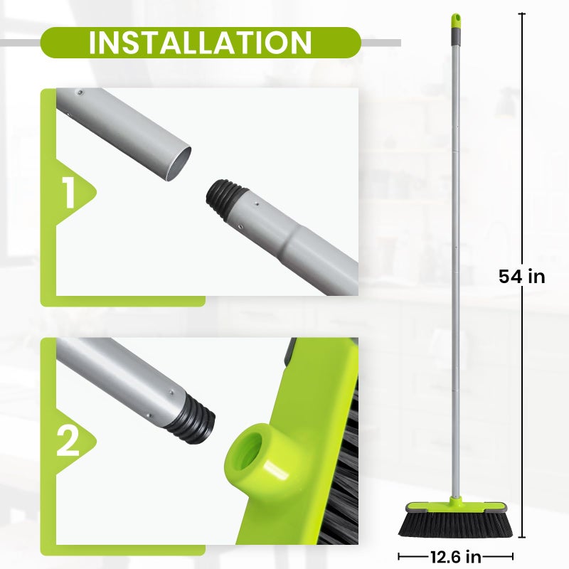 TrueYee Green Indoor Broom 54"" Long Handle House Broom For Floor Cleaning Sweeping Broom For Kitchen  Garage  Lobby  Patio And Garden - Image 3