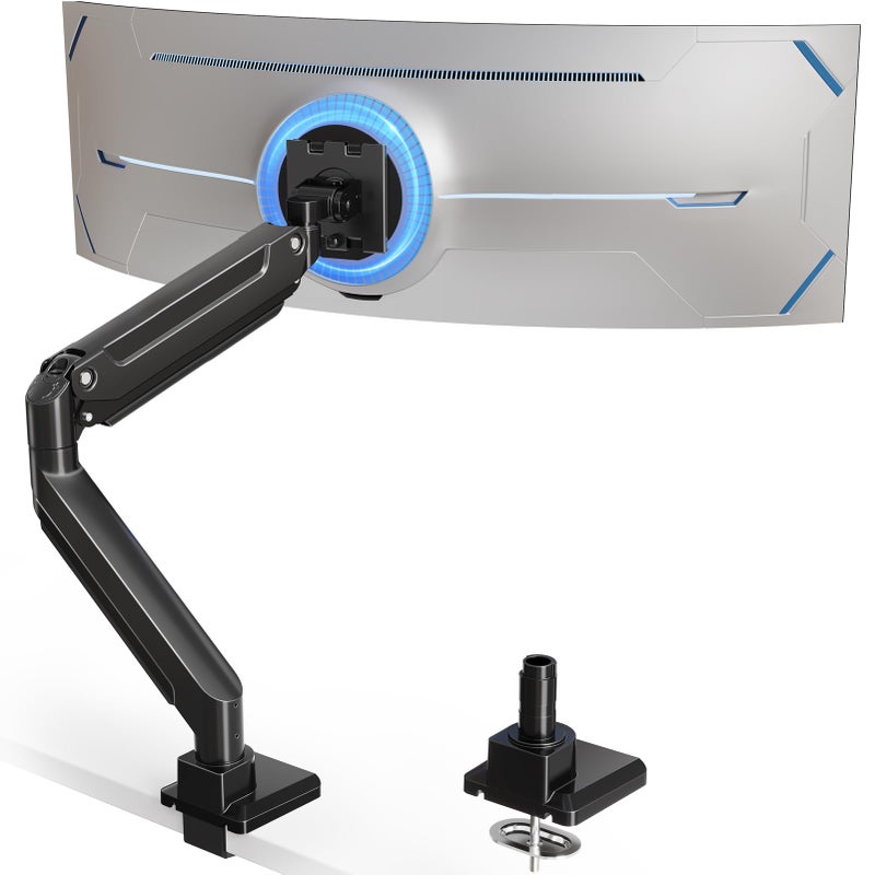 MOUNT PRO Heavy Duty Monitor Arm for Max 49 Inch Ultrawide Screens up to 44 lbs, Aluminum Premium Single Monitor Mount for Samsung Odyssey G9 and More, Adjustable Display Desk Stand, VESA 100x100mm - Image 1