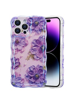 SYOSI Case for iPhone 15 Pro Max, TPU Protective Phone Case, Oil Painting Flower Beam Glossy  Wave Border Phone Cover, Floral Flower Pattern Shockproof Cover, for Girls Women  - Image 1