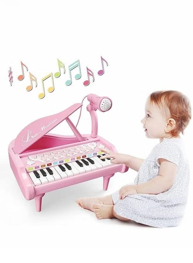 XiuWoo 24 Key Toddler Piano Keyboard Girls Music Piano Toys Girls Toys 1st Birthday Gift with Microphone Multifunctional Musical Electronic Pink Piano for Baby Girls Toys  - Image 1