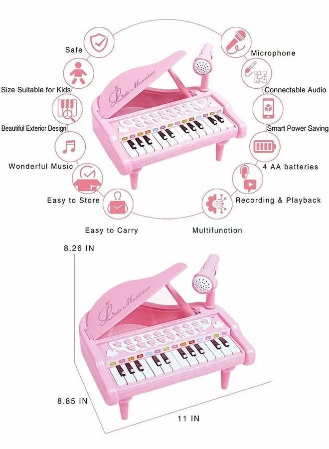 XiuWoo 24 Key Toddler Piano Keyboard Girls Music Piano Toys Girls Toys 1st Birthday Gift with Microphone Multifunctional Musical Electronic Pink Piano for Baby Girls Toys  - Image 2