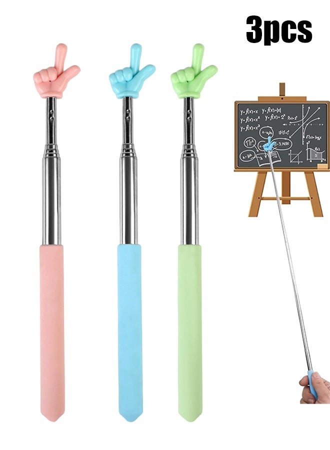 KANGLI 3 Telescopic Teachers Pointer Extendable Hand Finger Pointer Stick Retractable Teaching Baton for School Mini Collaible Stainless Steel Finger Reading Stick for Kids Students - Image 1