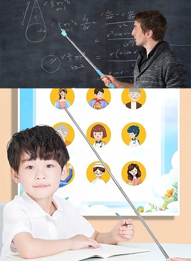KANGLI 3 Telescopic Teachers Pointer Extendable Hand Finger Pointer Stick Retractable Teaching Baton for School Mini Collaible Stainless Steel Finger Reading Stick for Kids Students - Image 2