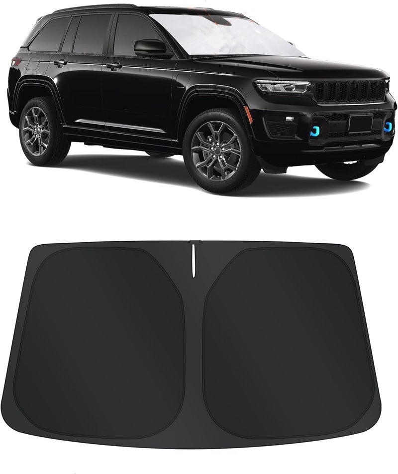TINGLU Sun Shade for Jeep Grand Cherokee 4XE 2024 Accessories Windshield Sun Shade Window Shade UV Rays Protection Sun Visor Cover with Steering Wheel Sunshade Storage Bag - Image 1
