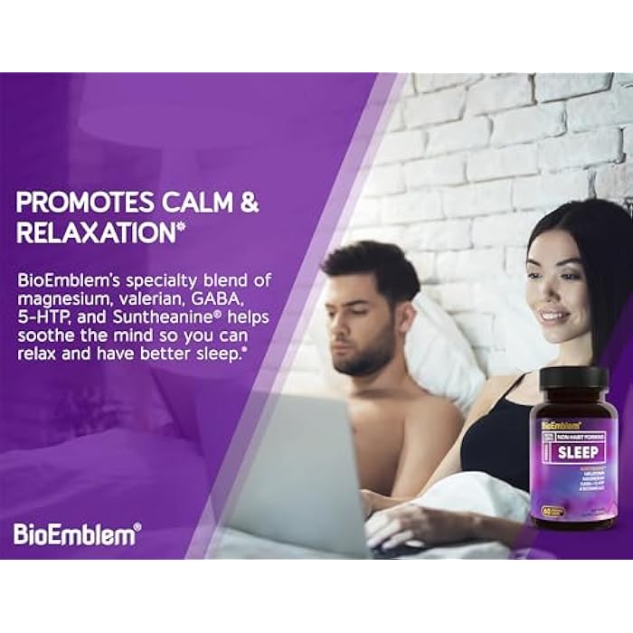 BioEmblem Natural Sleep Aid for Adults with Melatonin, Valerian Root, Suntheanine & More | Healthy Sleep Supplement | Herbal Sleeping Pills | 60 Capsules, 2 Pack - Image 5