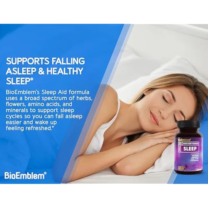 BioEmblem Natural Sleep Aid for Adults with Melatonin, Valerian Root, Suntheanine & More | Healthy Sleep Supplement | Herbal Sleeping Pills | 60 Capsules, 2 Pack - Image 4