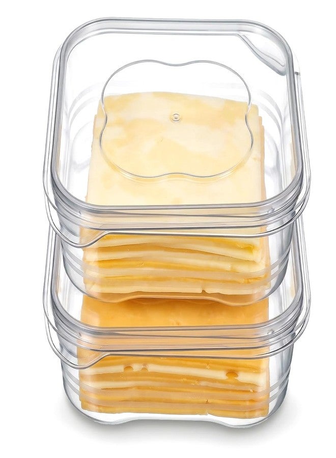 Bruislard Cheese Container for Refrigerator 2 Pcs Reusable Sliced Cheese Container Clear Plastic Cheese-Slice Holder for Fridge, Fruits, Vegetables - Image 1
