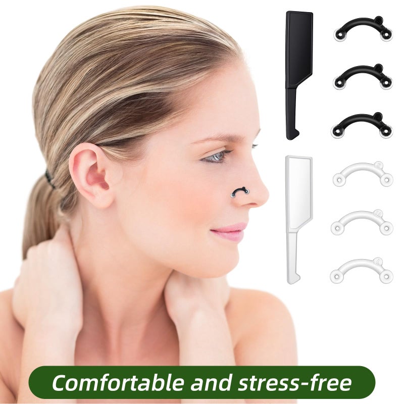 LXUEJIE 6Pairs Nose Lifter, Nose Shaper, Noses Up Lifting Shaping Clip, Noses Job Insert for Rhinoplasty Shaping, No Pain Invisible Shaper Tool Straightening Beauty Kit Women Men (Black + Transparent) - Image 5